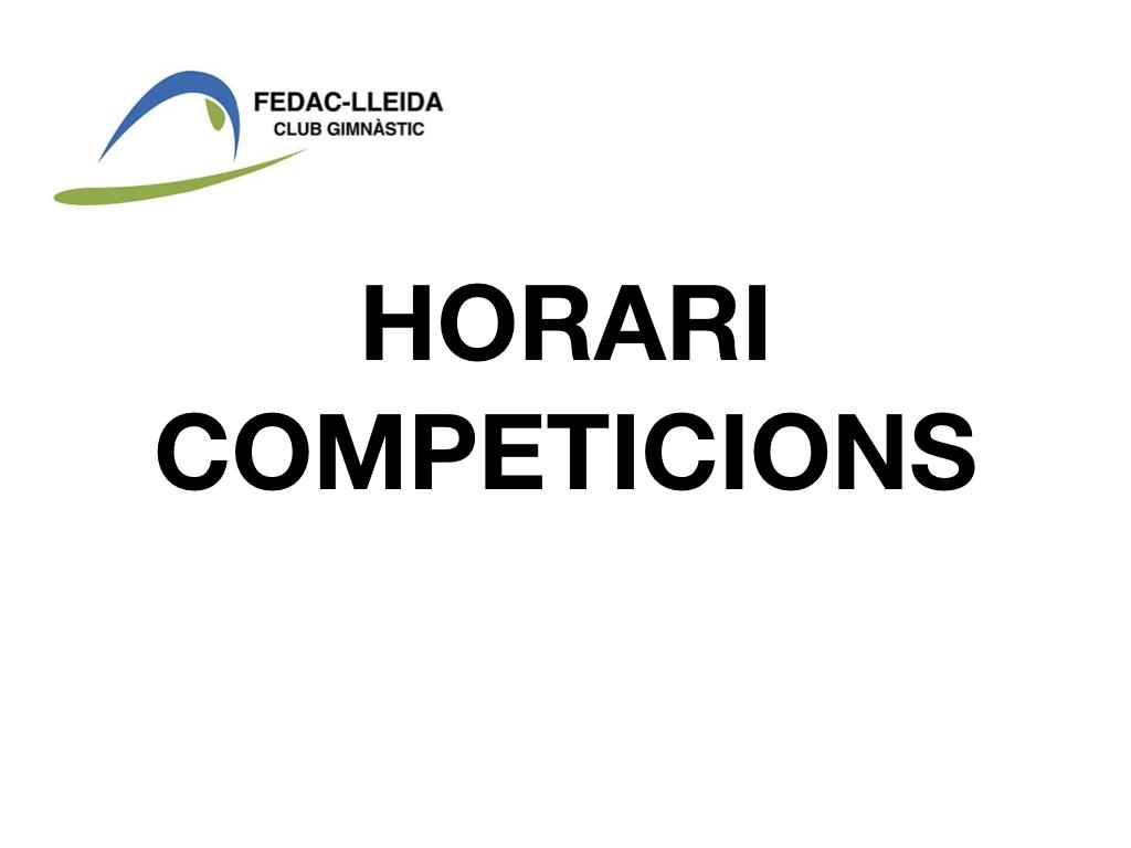 HORARI COMPETICIONS GIMNASTICA FEDAC